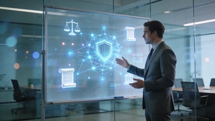 man in front of ai cyber board